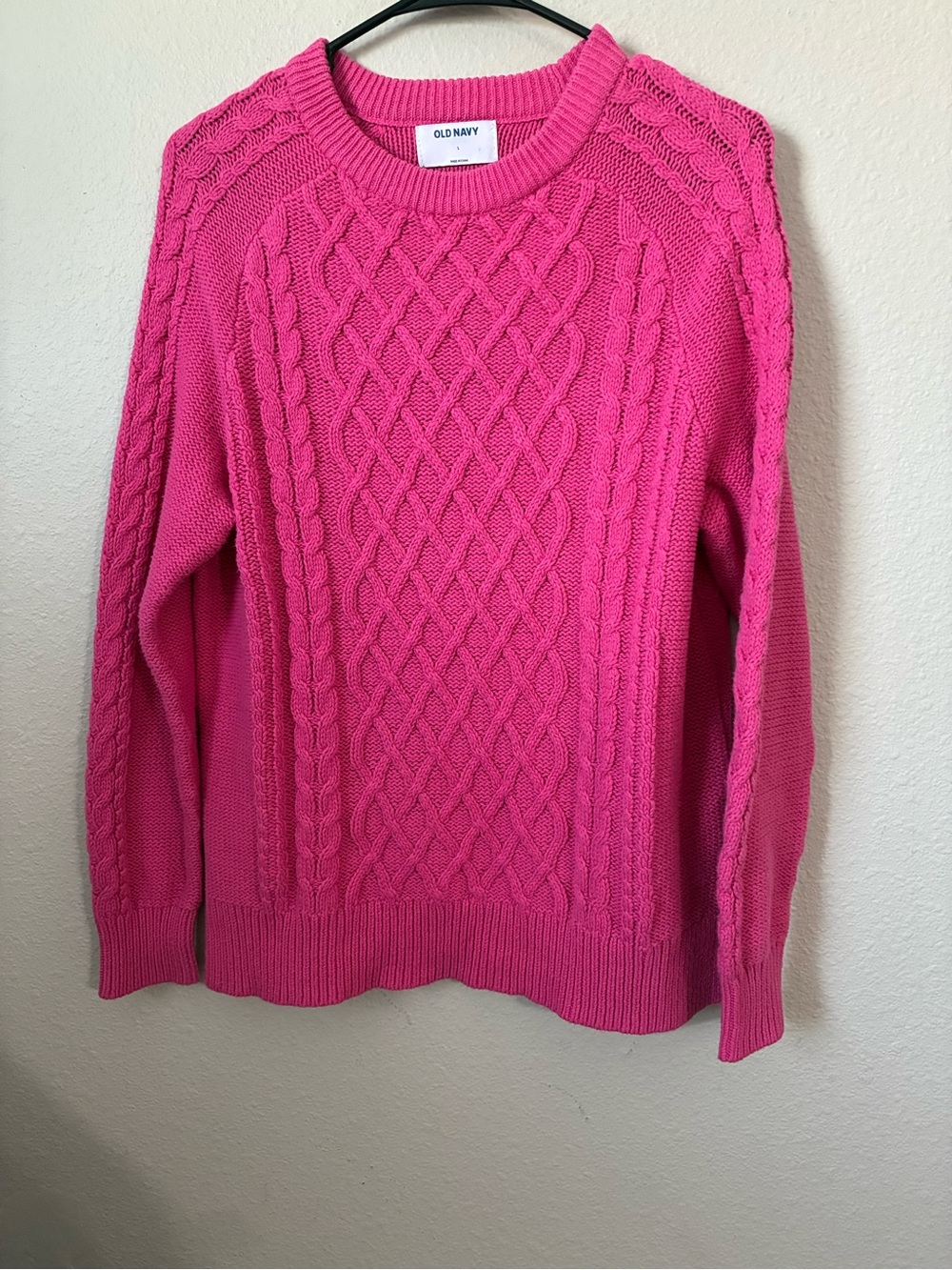 Old Navy Pink Cable Knit Crewneck Sweater